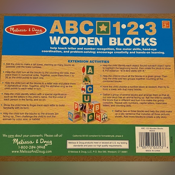 Melissa & Doug ABC+123 Wooden Blocks, Age 3+, 26 Alphabet Blocks - Picture 10 of 13